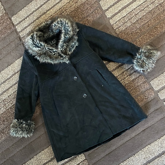 utex design black jacket with faux fur trim XL - Picture 1 of 11